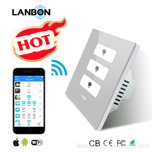 Lanbon home kit time switch New fashion glass touch panel time setting light smart switch